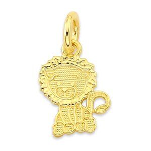 Solid 10k Gold Lion Charm - Zodiac Leo Jewelry Gifts for Her